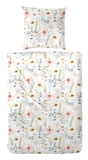 Bettwäsche-Set mit floralem Muster in Pastellfarben, Draufsicht