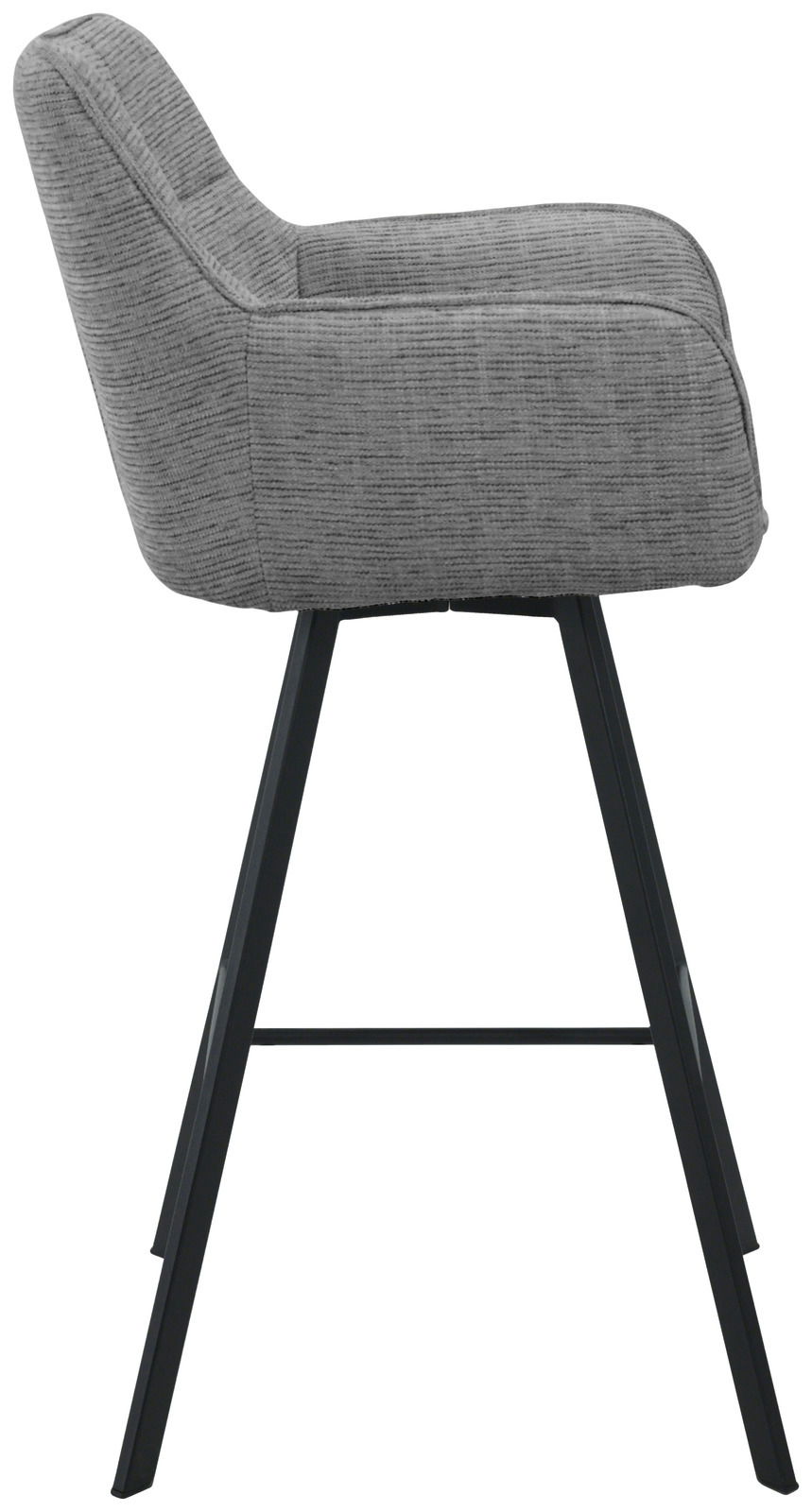 Z2 Barhocker ALOIS Grauer Barhocker mit gepolsterter Sitzfläche und Rückenlehne, seitliche Perspektive