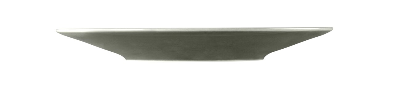 Zijaanzicht van een parelgroene schotel met een diameter van 16,5 cm.