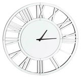 Moderne Wanduhr mit römischen Ziffern und schwarzem Zeiger, Frontalansicht