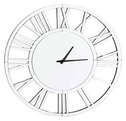 Moderne Wanduhr mit römischen Ziffern und schwarzem Zeiger, Frontalansicht