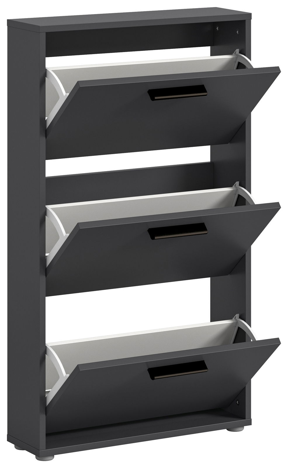 Schuhkipper mit drei Klappen in dunkler Farbe, seitliche Perspektive