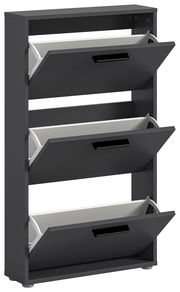 Schuhkipper mit drei Klappen in dunkler Farbe, seitliche Perspektive