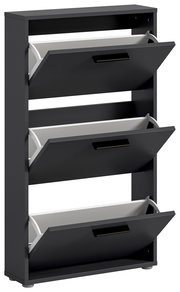 Schuhkipper mit drei Klappen in dunkler Farbe, seitliche Perspektive