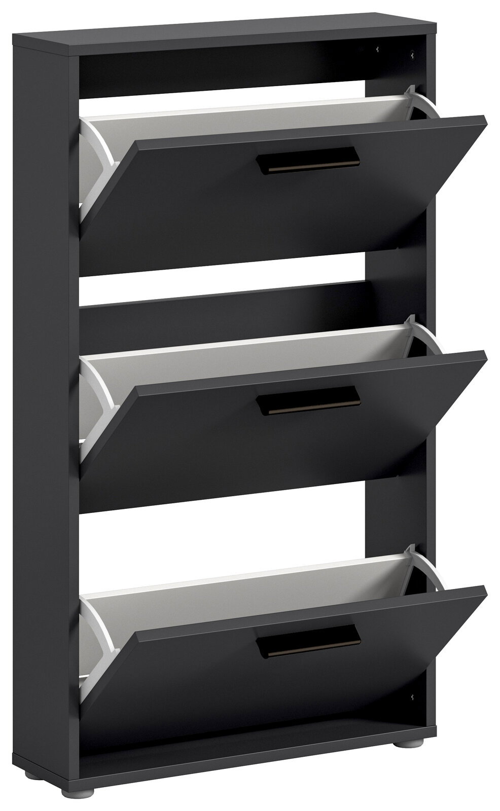 Schuhkipper mit drei Klappen in dunkler Farbe, seitliche Perspektive