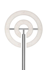 Moderner LED-Deckenfluter mit zwei konzentrischen, leuchtenden Ringen aus der Frontalperspektive.