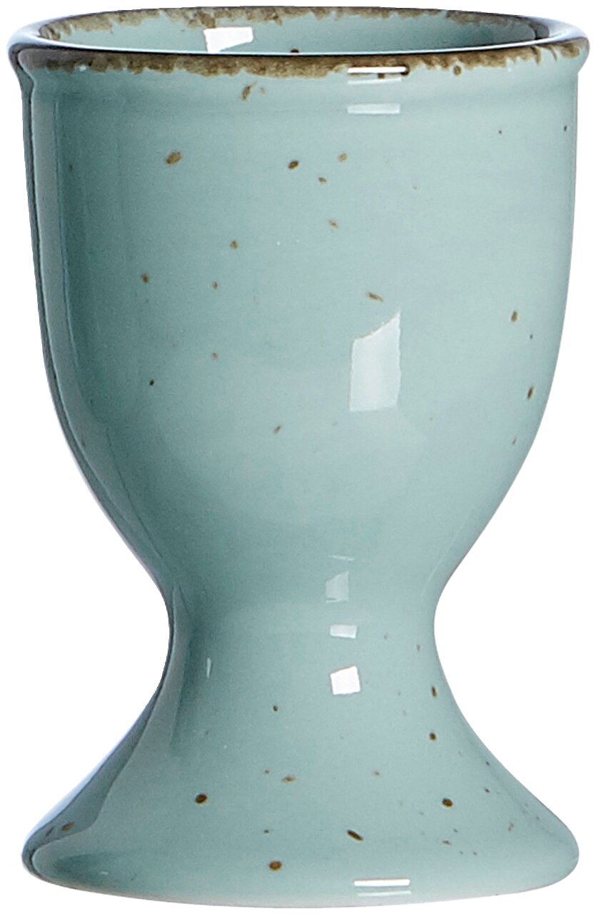Eierbecher Casa blau aus Keramik mit gesprenkeltem Design, seitliche Perspektive