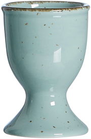 Eierbecher Casa blau aus Keramik mit gesprenkeltem Design, seitliche Perspektive