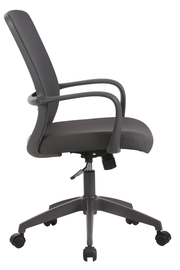 Schwarzer Drehstuhl mit Armlehnen, Seitenansicht