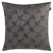 Zierkissenhülle 45x45 cm in grauem Stoff mit elegantem, geometrischem Muster, Frontalansicht