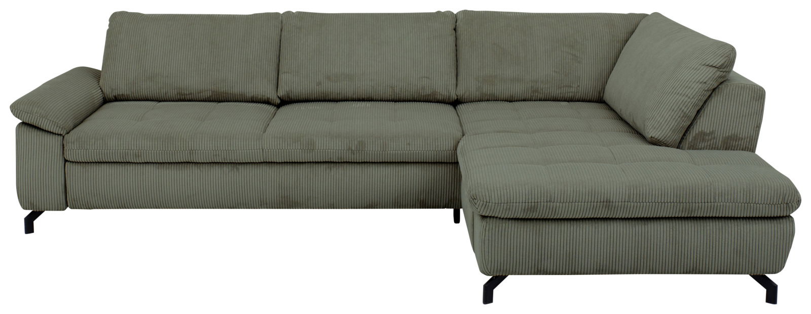 Grüne Polsterrundecke mit rechter Armlehne, Vorderansicht