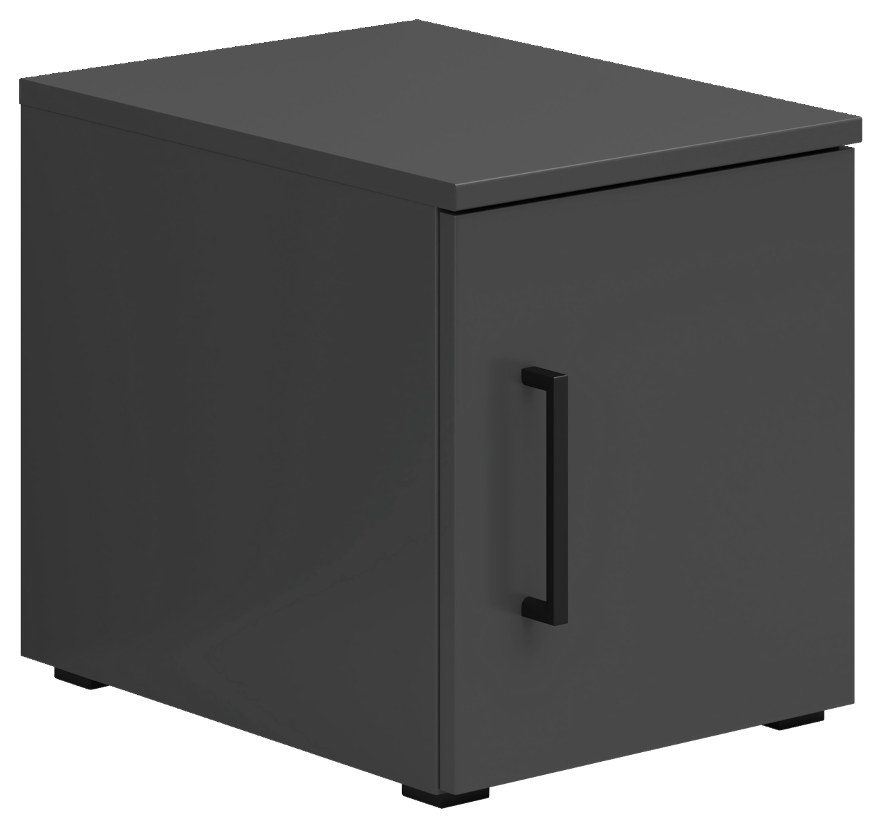 Carryhome Aufsatzschrank MULTISTAURAUM Grauer Aufsatzschrank mit schwarzem Griff, perspektivisch von vorne links betrachtet.