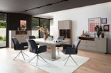 Modernes Sideboard LÜTTICH in einem stilvollen Esszimmer, seitliche Perspektive