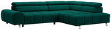 Grünes Ecksofa mit Ottomane rechts, Vorderansicht