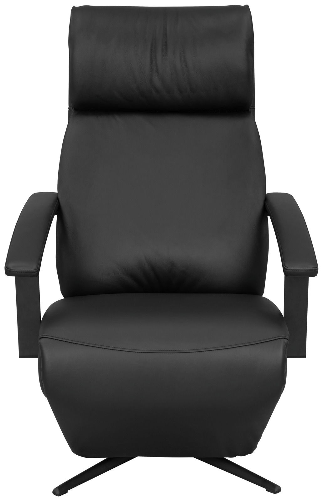 Schwarzer Relaxsessel aus Leder, Frontalansicht