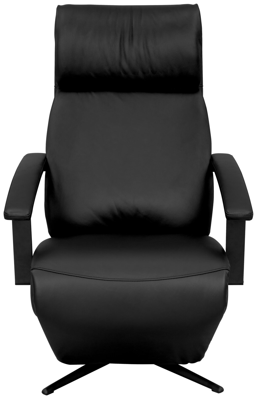 Schwarzer Relaxsessel aus Leder, Frontalansicht