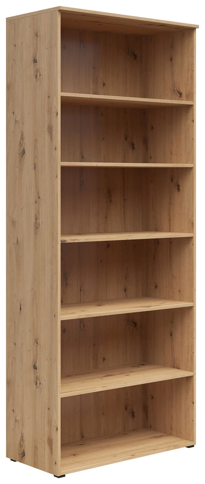 Holzregal mit fünf Einlegeböden, seitliche Perspektive
