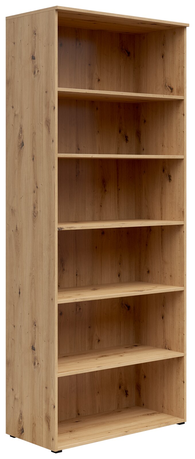 Holzregal mit fünf Einlegeböden, seitliche Perspektive