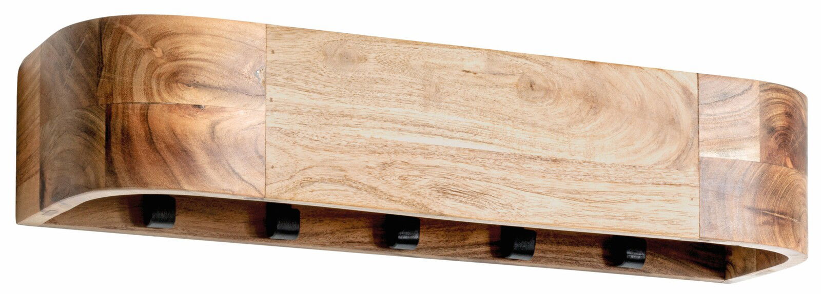 Linea Natura Wandgarderobe RIVERA Wandgarderobe aus Holz mit abgerundeten Ecken und mehreren Haken, seitliche Perspektive