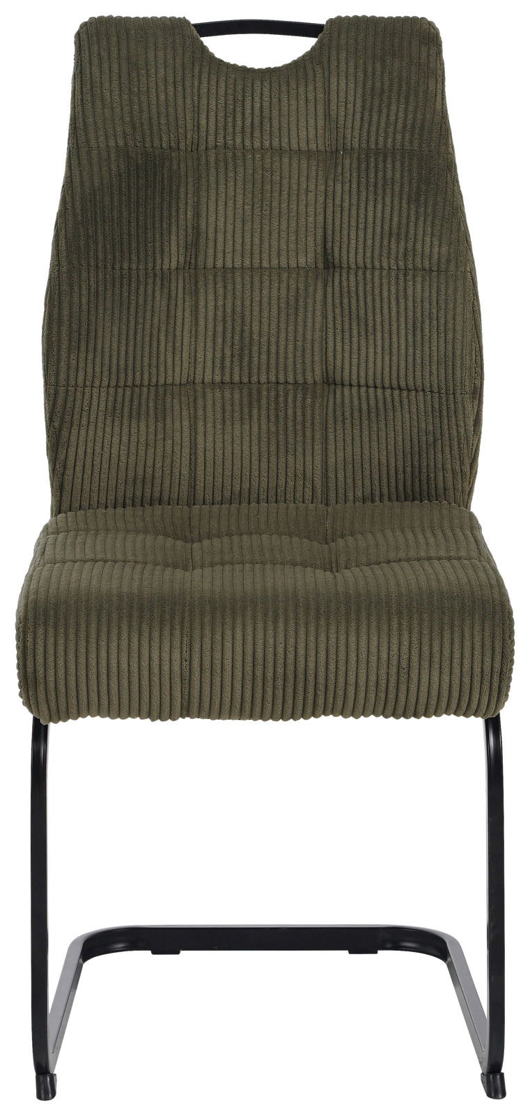Grüner Schwingstuhl mit geripptem Stoffbezug, Vorderansicht
