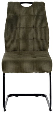 Grüner Schwingstuhl mit geripptem Stoffbezug, Vorderansicht