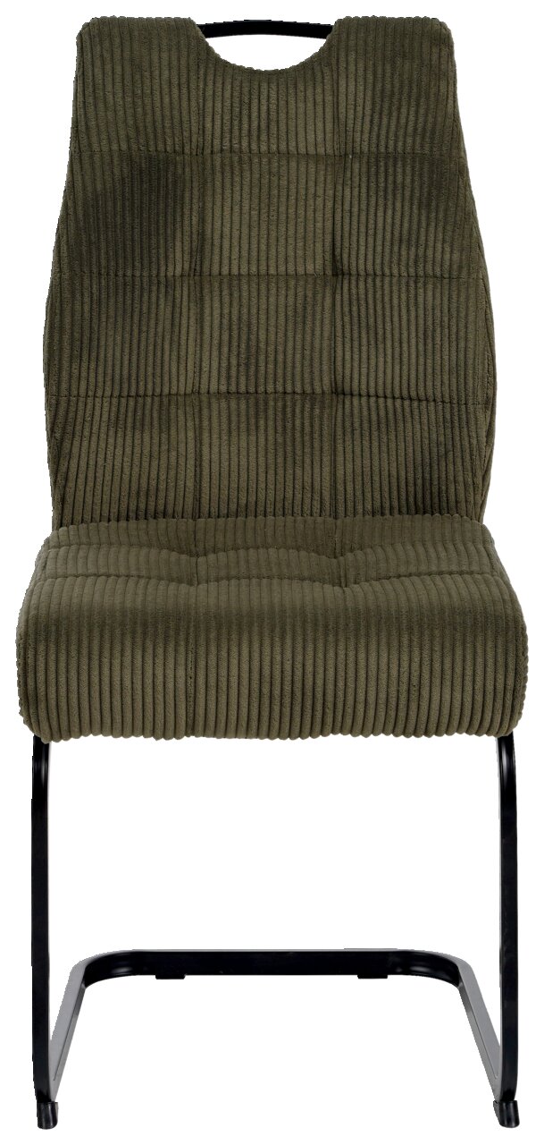 Grüner Schwingstuhl mit geripptem Stoffbezug, Vorderansicht