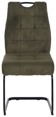 Grüner Schwingstuhl mit geripptem Stoffbezug, Vorderansicht