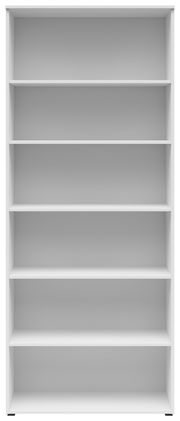 Weißes Regal mit fünf Einlegeböden, frontale Ansicht