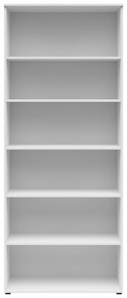 Weißes Regal mit fünf Einlegeböden, frontale Ansicht