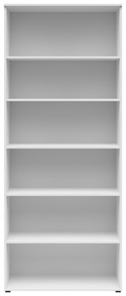 Weißes Regal mit fünf Einlegeböden, frontale Ansicht