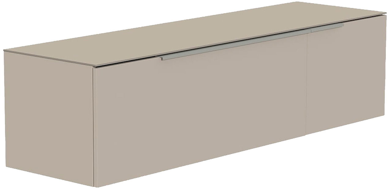 Hänge-Lowboard in beige aus seitlicher Perspektive