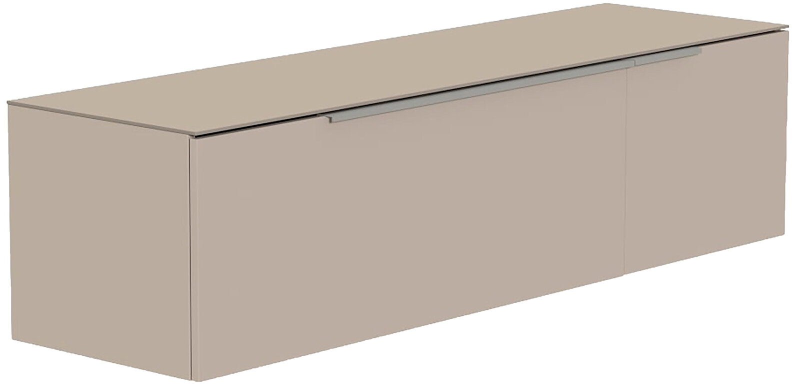 Hänge-Lowboard in beige aus seitlicher Perspektive