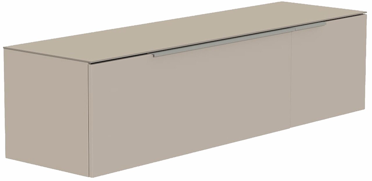 Hänge-Lowboard in beige aus seitlicher Perspektive