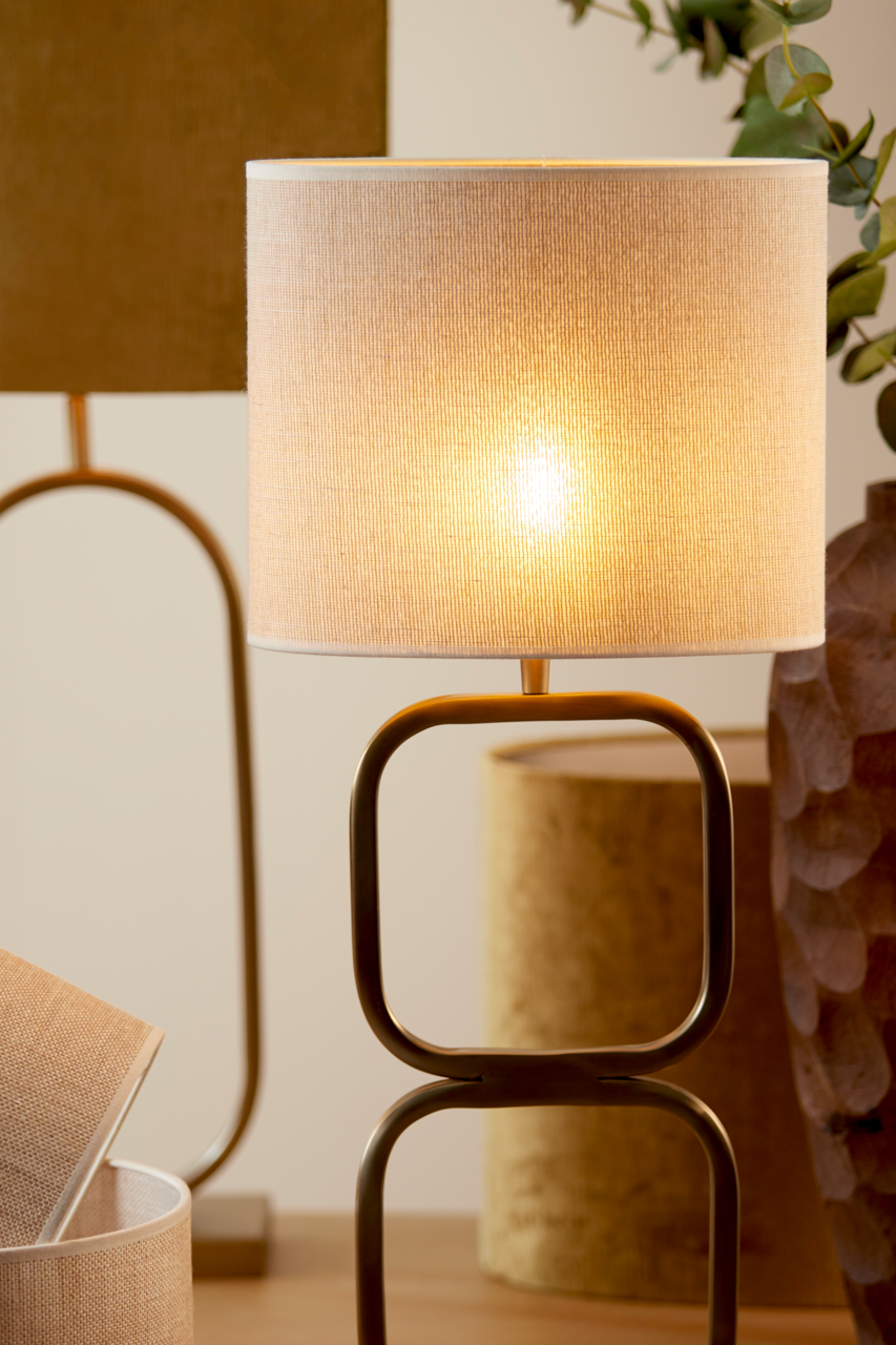 Light&Living Lampenschirm BRESKA Moderner Lampenschirm aus Stoff in warmem Licht, seitliche Perspektive