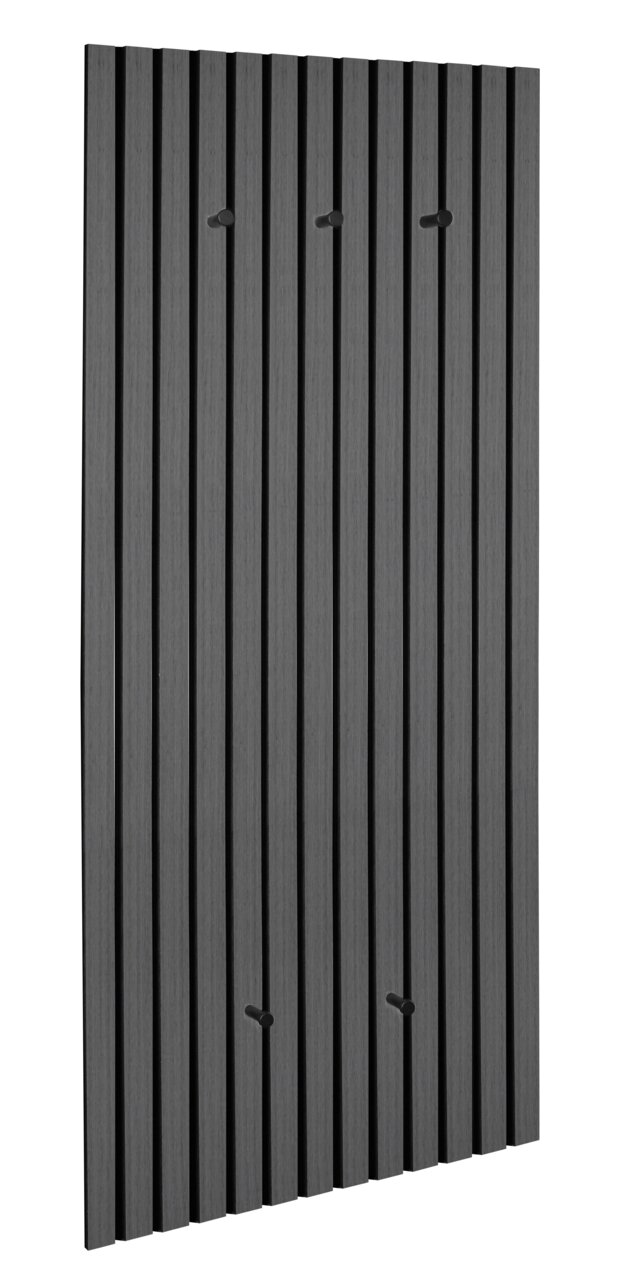 XORA Wandgarderobe GRACE Wandgarderobe mit vertikalen Holzlatten und mehreren Haken, seitliche Perspektive