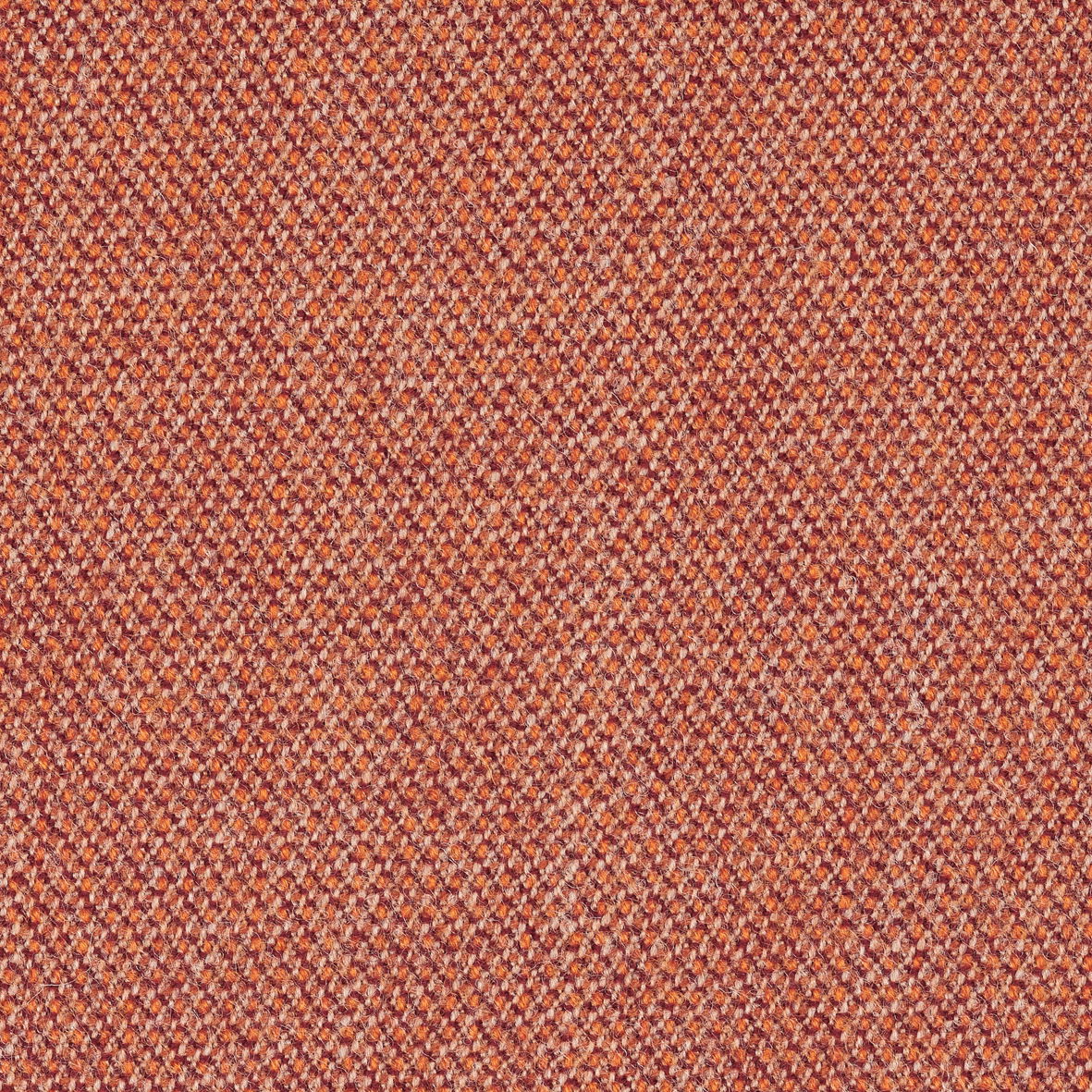Nahaufnahme eines orangefarbenen Stoffmusters mit feiner Webstruktur, von oben betrachtet.
