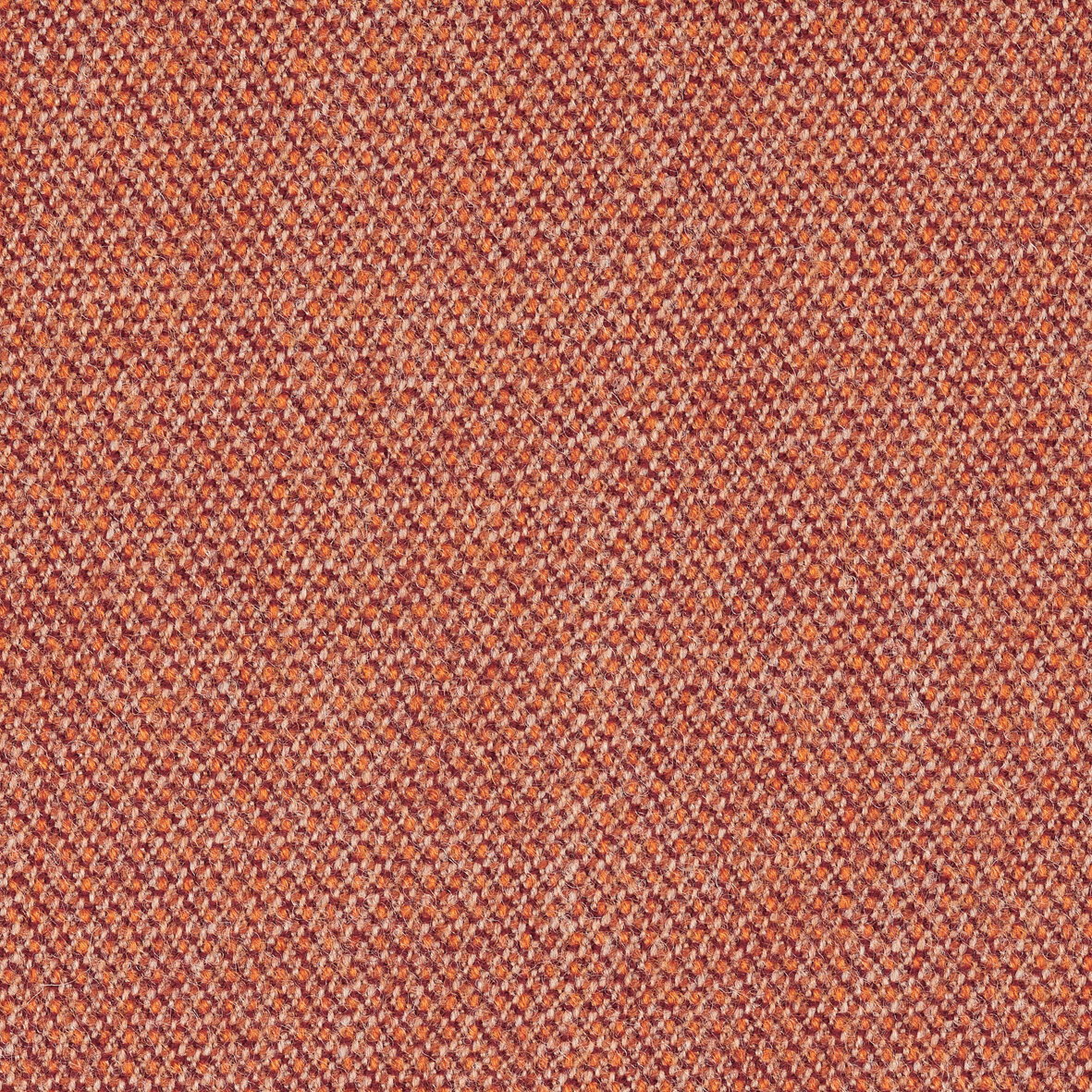 Nahaufnahme eines orangefarbenen Stoffmusters mit feiner Webstruktur, von oben betrachtet.