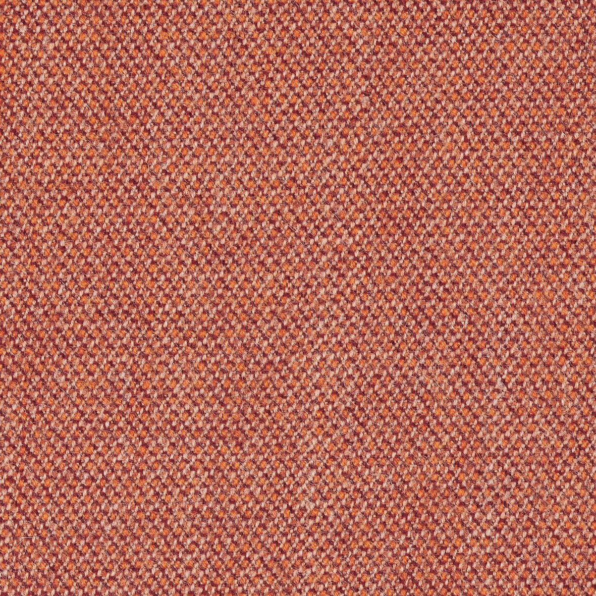 Nahaufnahme eines orangefarbenen Stoffmusters mit feiner Webstruktur, von oben betrachtet.