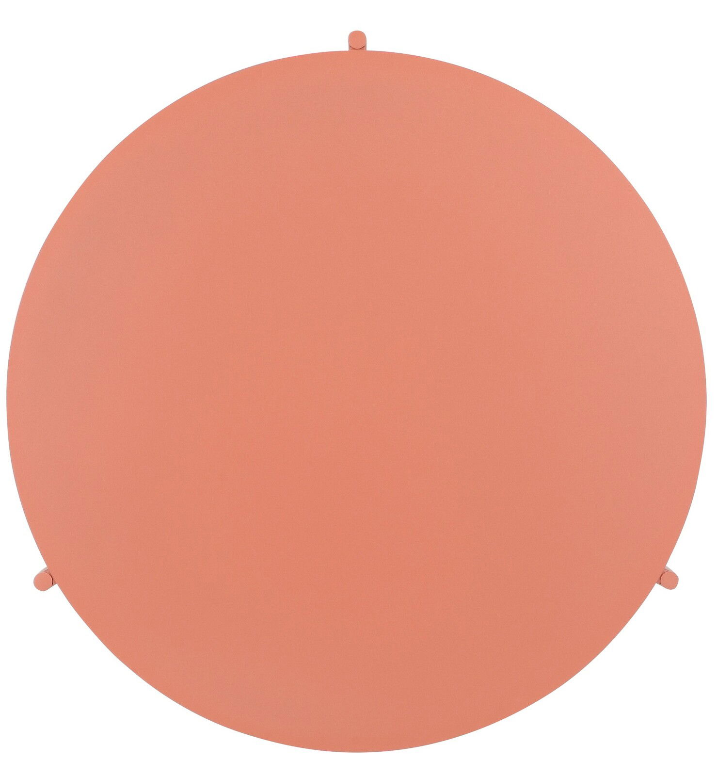 Runder Beistelltisch in Korallenfarbe, Draufsicht