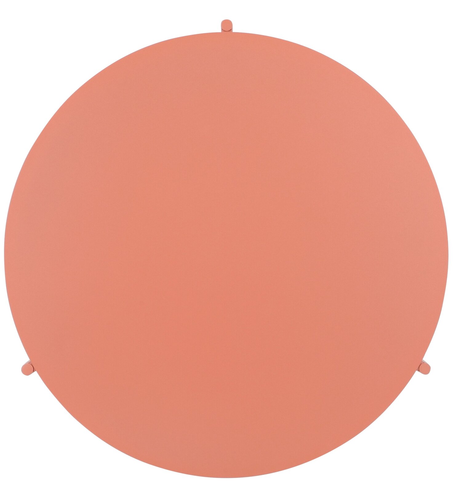 Ronde bijzettafel in koraalkleur, bovenaanzicht