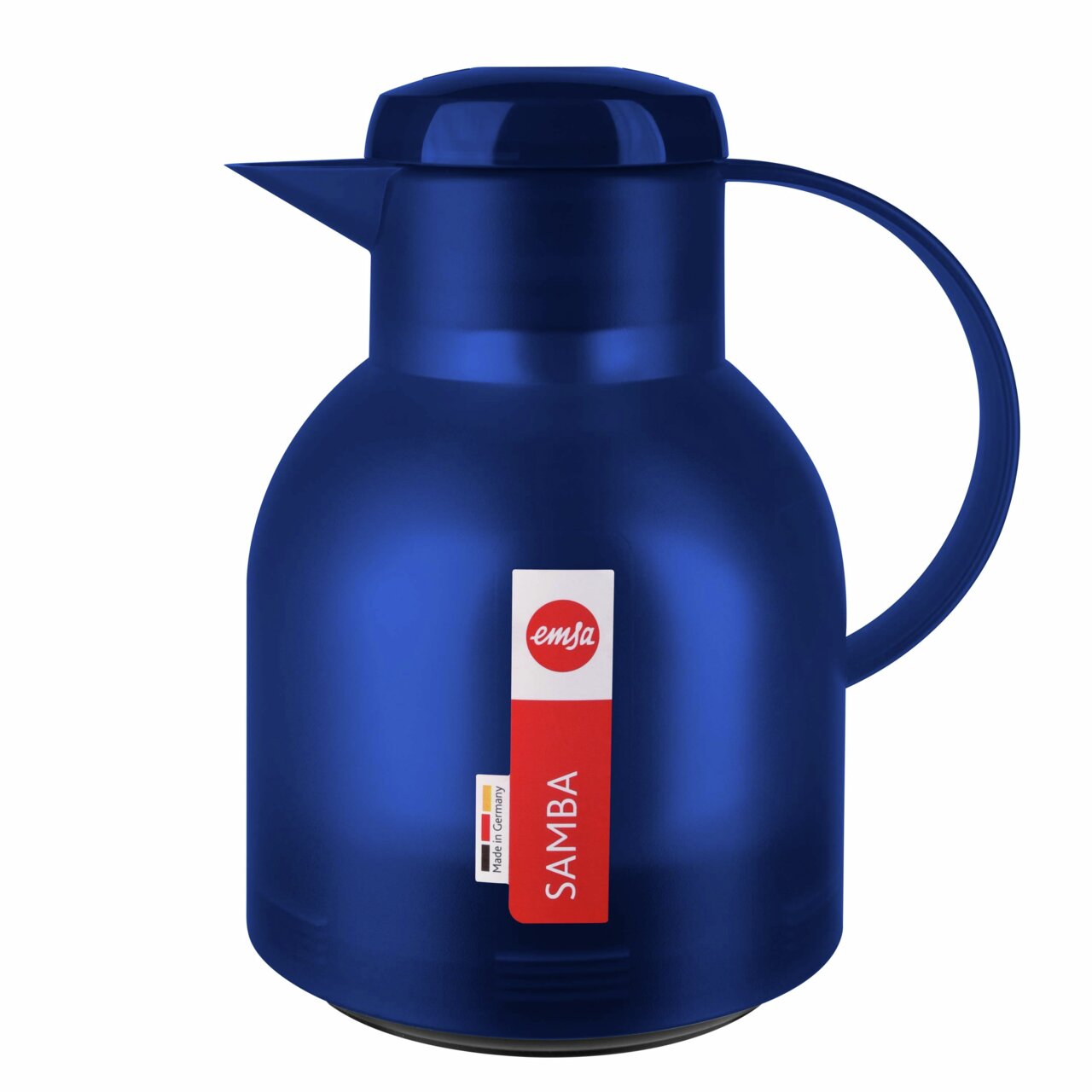 Emsa Isolierkanne SAMBA blau Blaue Isolierkanne der Serie SAMBA von Emsa, seitliche Perspektive