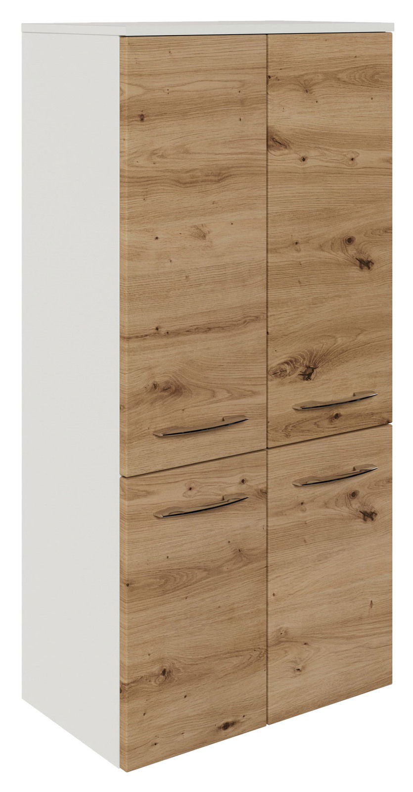 Sadena Midischrank PLAKA Midischrank mit Holzoptik, vier Türen, seitliche Perspektive