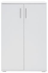 Weißer Schuhschrank mit zwei Türen, frontale Ansicht