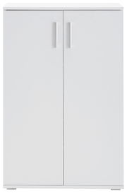 Weißer Schuhschrank mit zwei Türen, frontale Ansicht