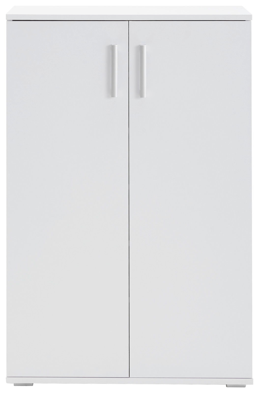 Weißer Schuhschrank mit zwei Türen, frontale Ansicht