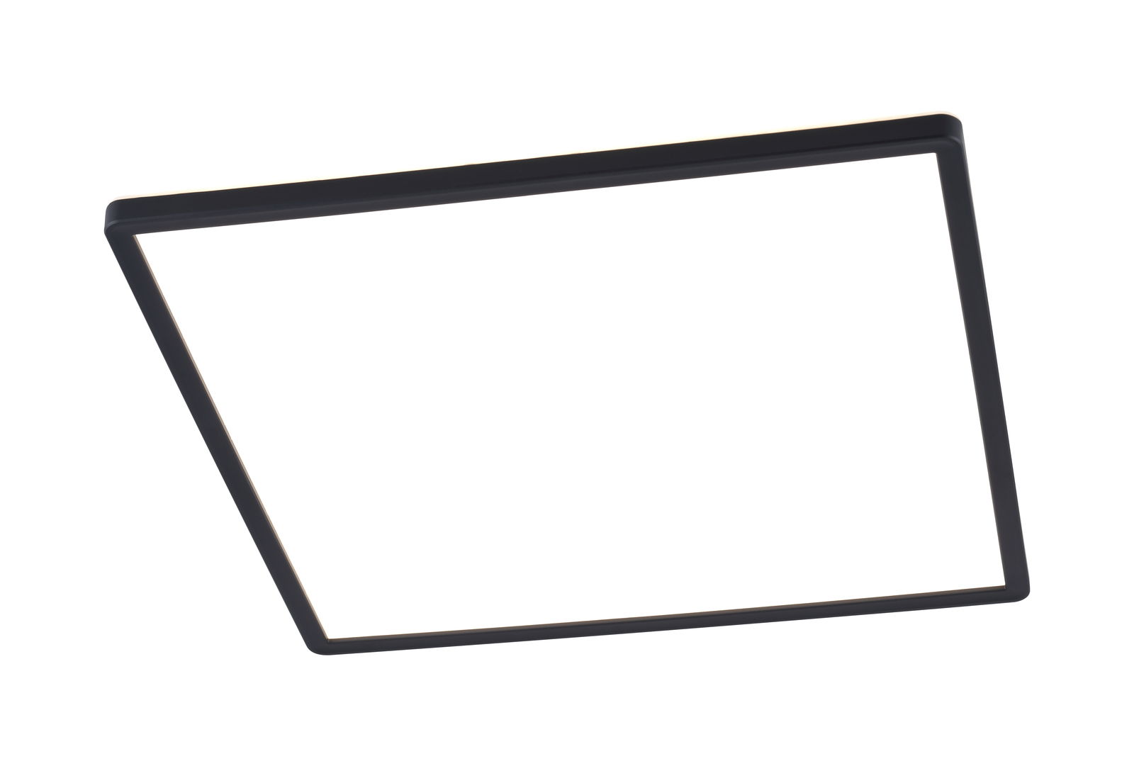 Moderne LED-Deckenleuchte in quadratischer Form, seitliche Perspektive