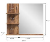 Moderner Wandspiegel mit Holzregalen, Frontansicht
