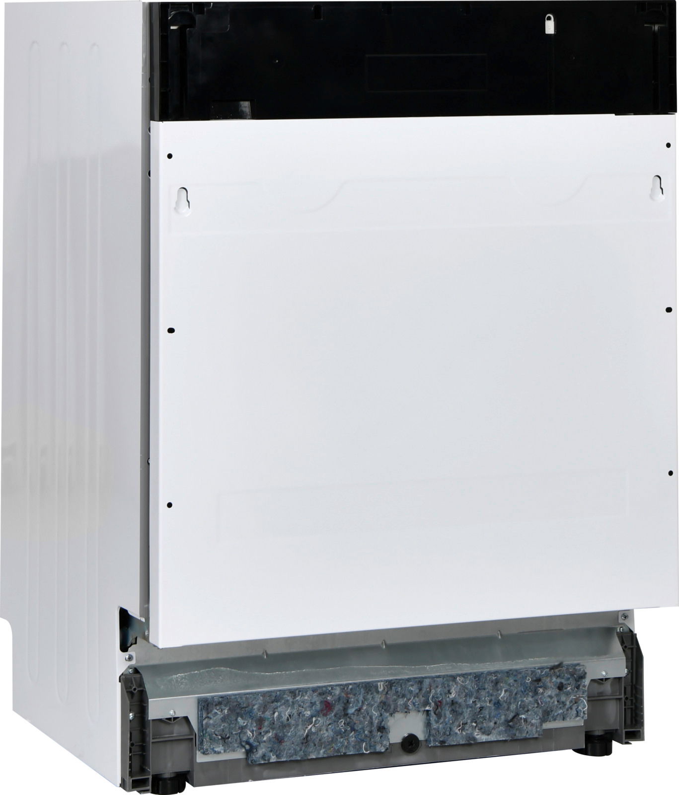 Mican Einbaugeschirrspüler GSV60D Einbaugeschirrspüler in seitlicher Perspektive, teilweise geöffnet, mit sichtbarer Isolierung an der Unterseite.