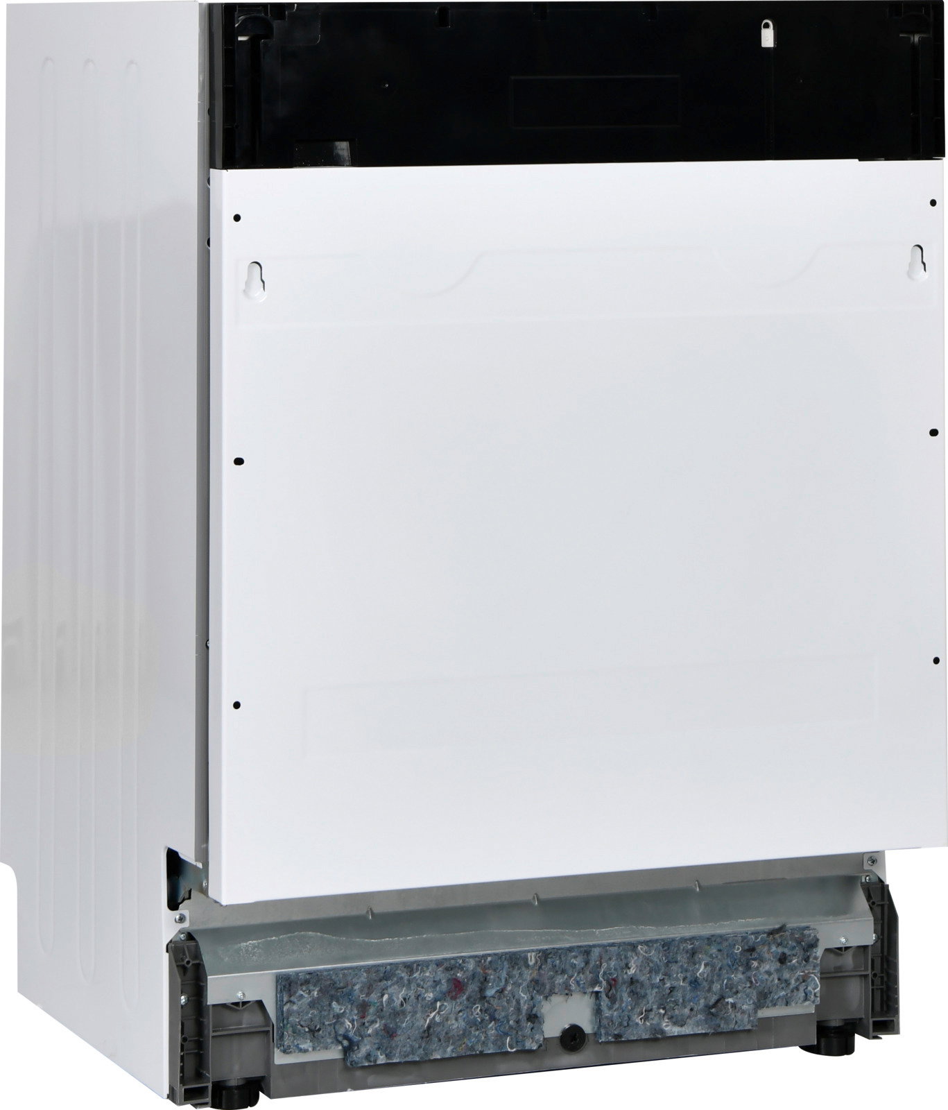 Mican Einbaugeschirrspüler GSV60D Einbaugeschirrspüler in seitlicher Perspektive, teilweise geöffnet, mit sichtbarer Isolierung an der Unterseite.