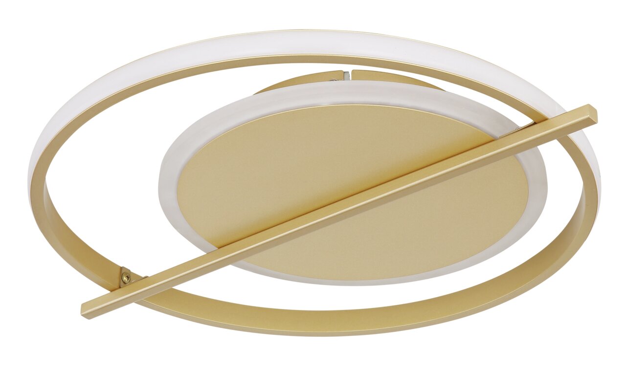 Moderne plafondlamp REBALL in goud met cirkelvormig ontwerp, zijaanzicht